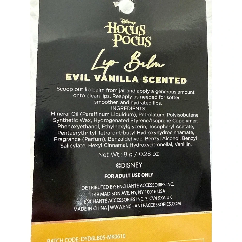 Disney Hocus Pocus Evil Vanilla Scented Lip Balm Cauldron Jar New NIP
